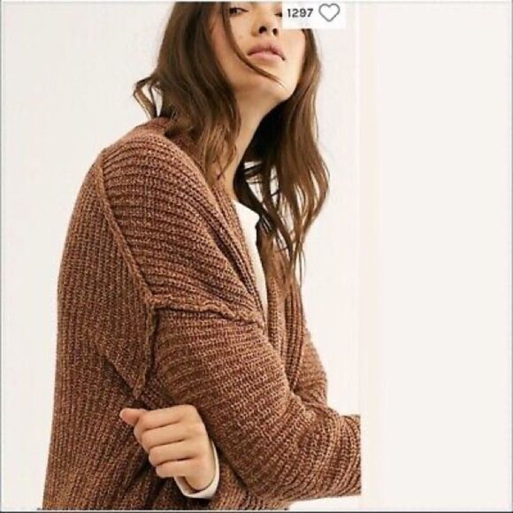 Free People High Hopes Mariposa Brown Combo Long Sleeve Cardigan Sweater Sz S - Picture 4 of 9